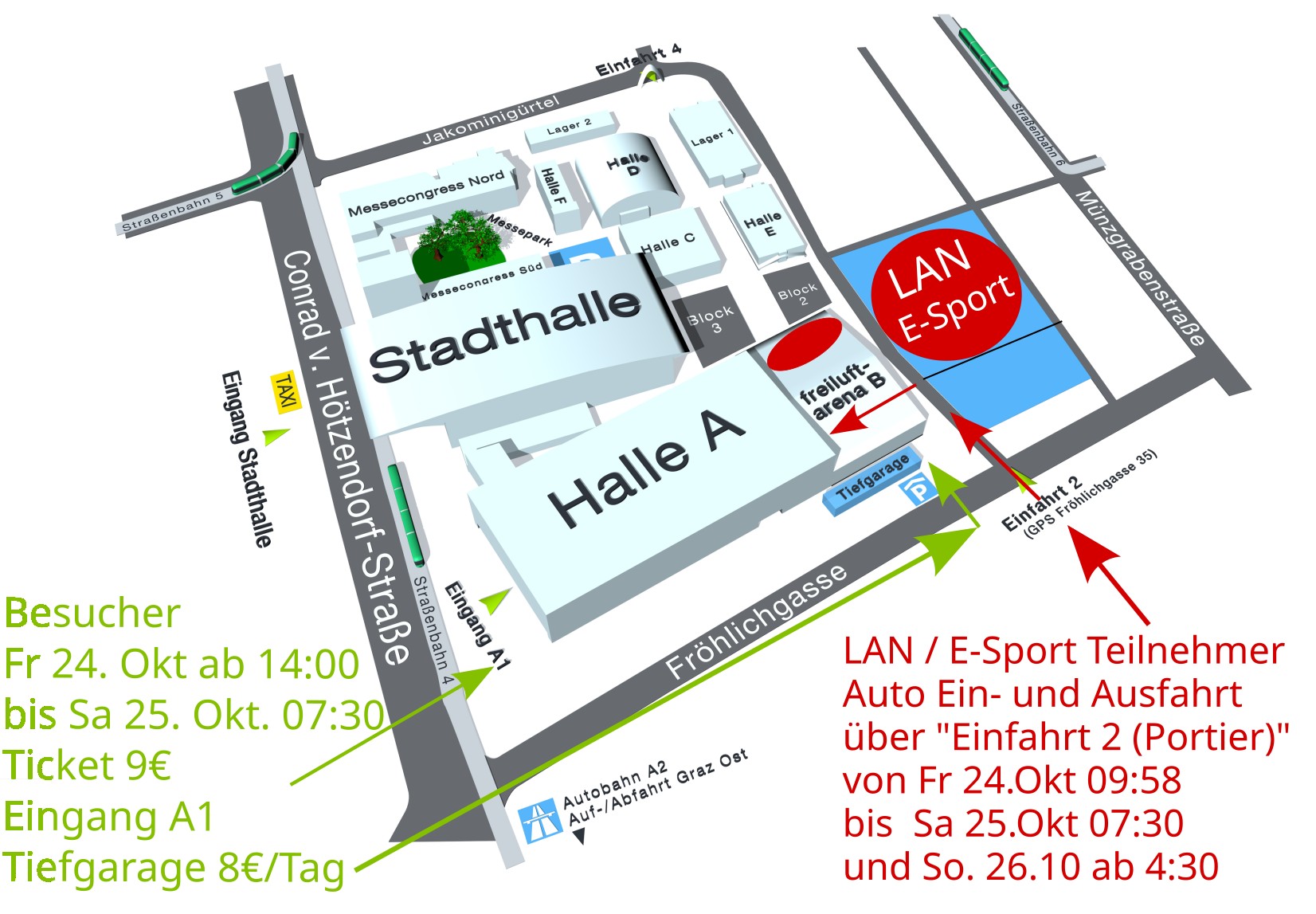 Messe Graz - Anfahrts u. Lageplan