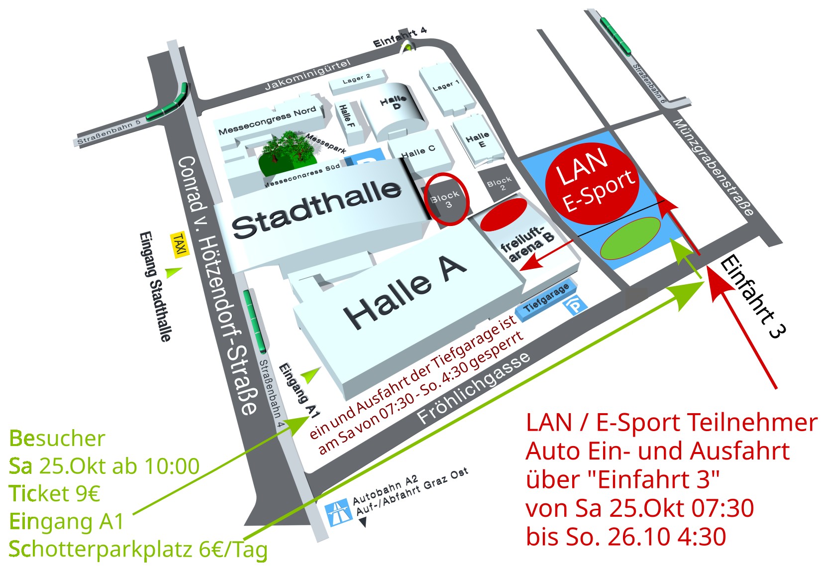 Messe Graz - Anfahrts u. Lageplan